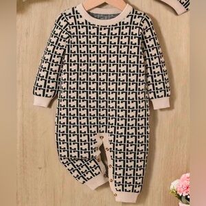 Geometric Patterned Baby Jumpsuit